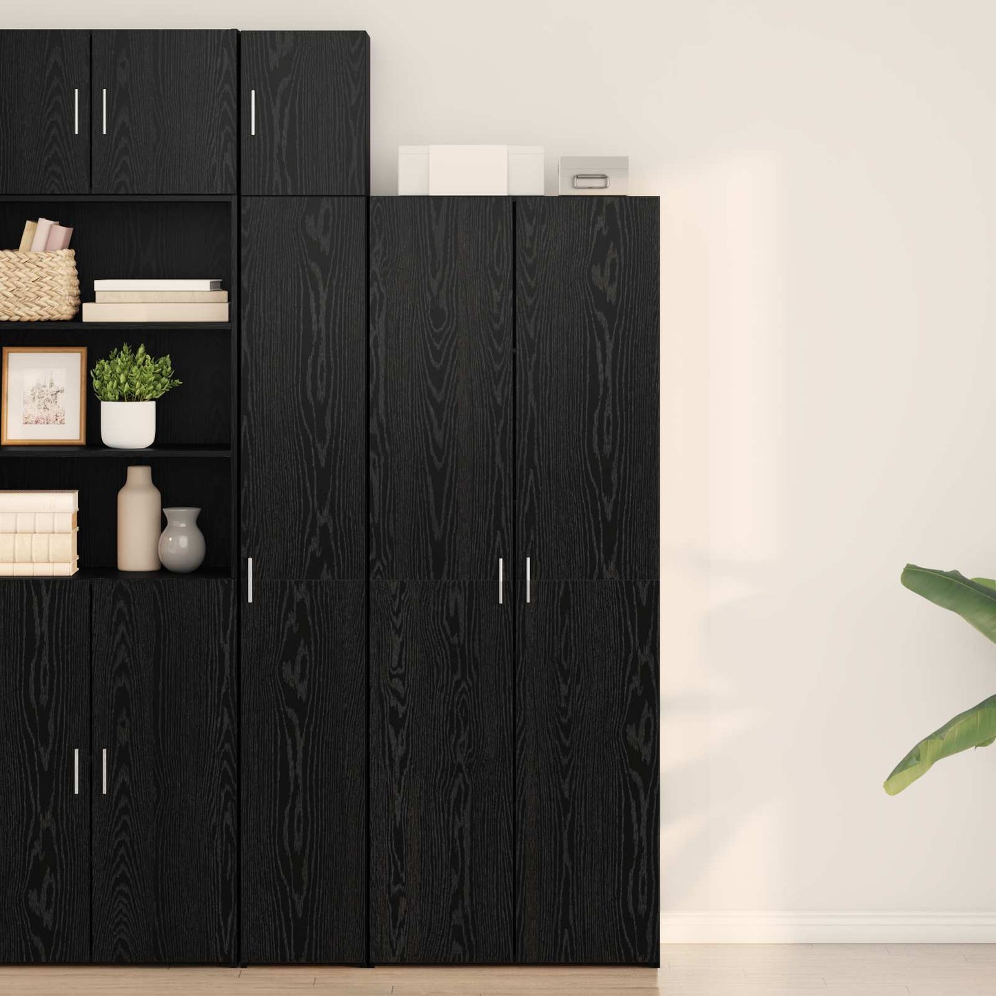 Highboard 2 pcs Black Oak 70 x 42.5 x 185 cm
