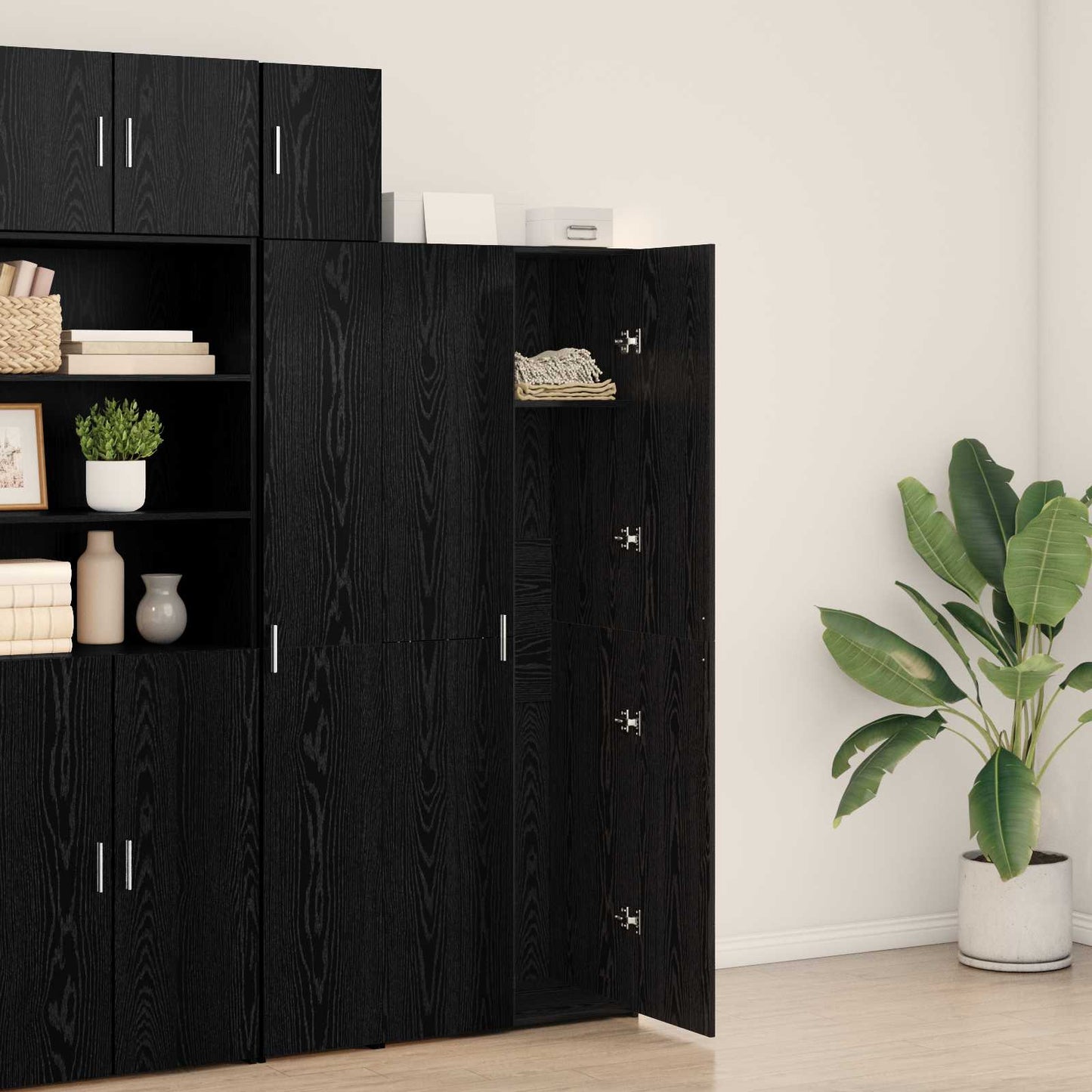 Highboard 2 pcs Black Oak 70 x 42.5 x 185 cm
