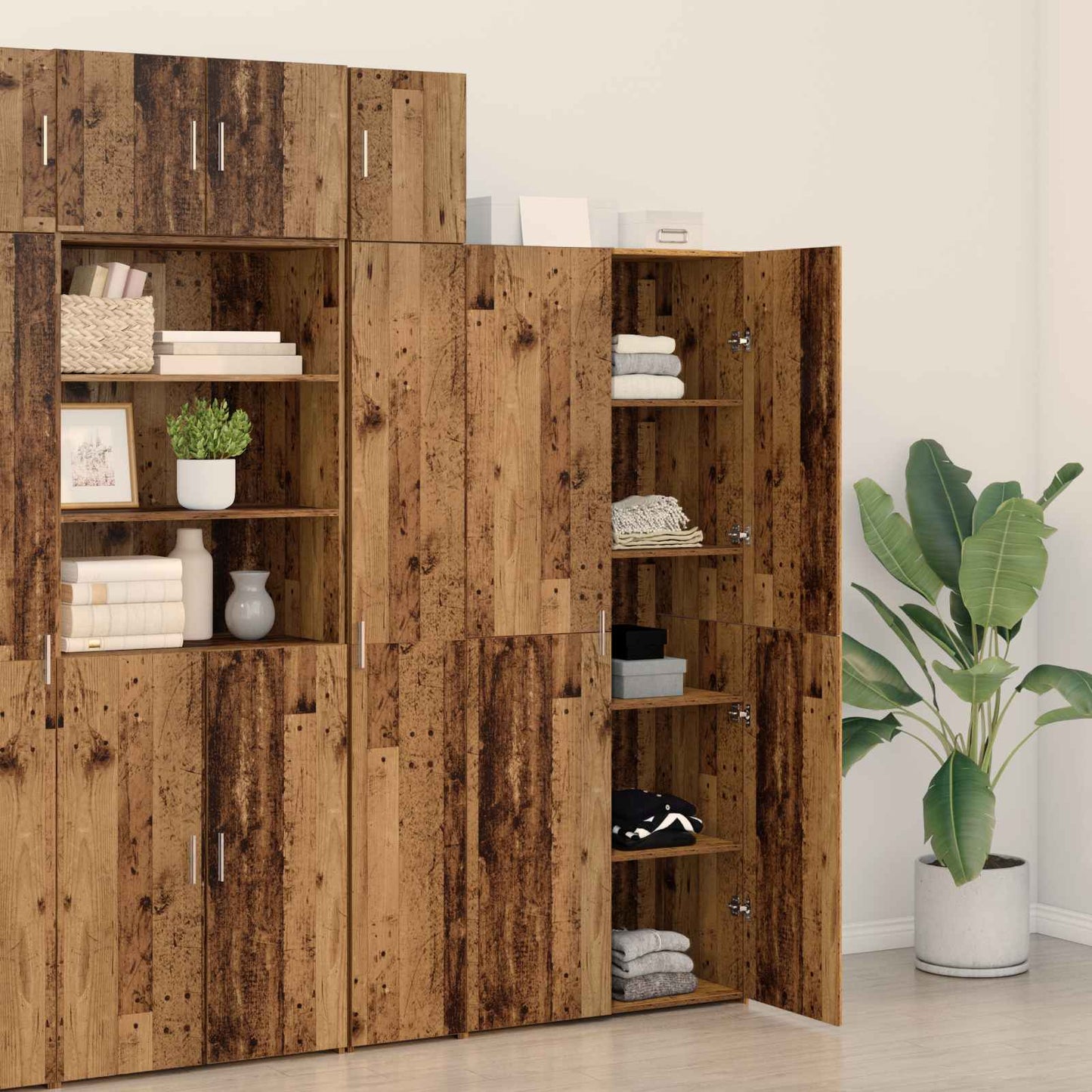 Highboard 2 pcs Old Wood 80 x 42 x 185 cm