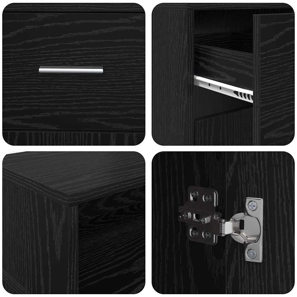 Desk with Drawer Black oak 120 x 55 x 91 cm Engineered wood