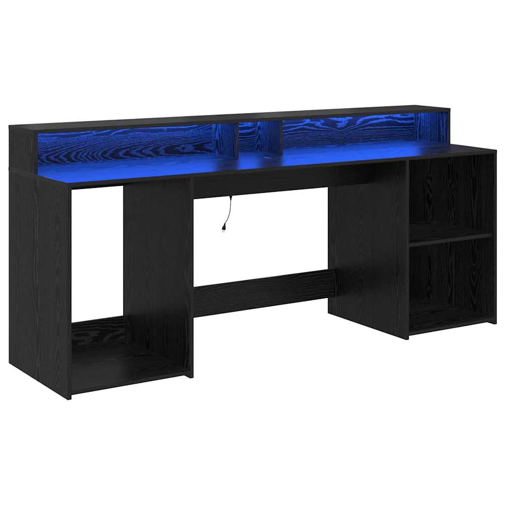 Desk with Drawer Black oak 200 x 55 x 91 cm Engineered wood