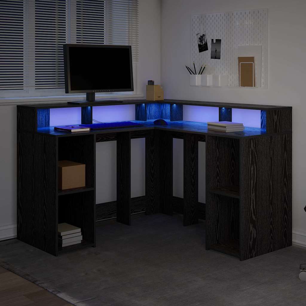 Desk Black Oak Engineered wood 130 x 130 x 91 cm