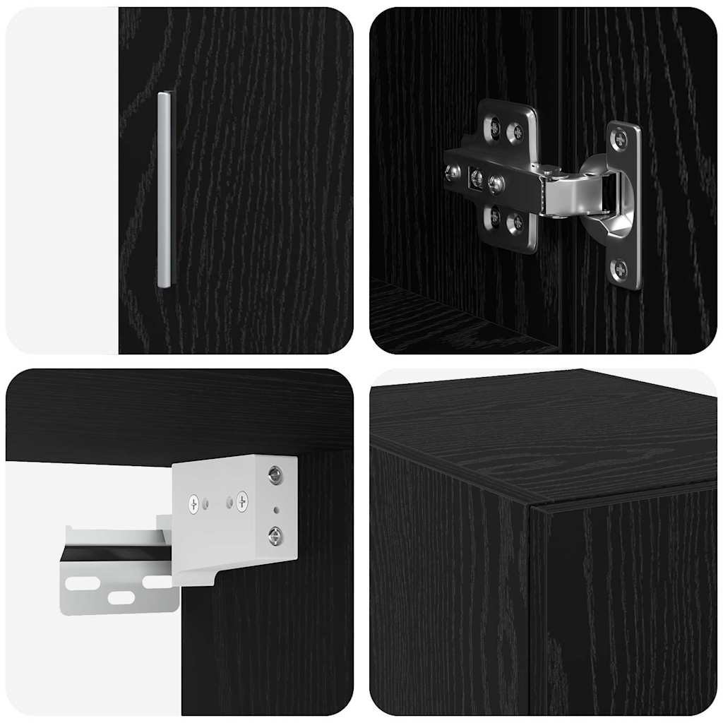 Storage Cabinet 3 pcs Black Oak 30 x 42.5 x 225 cm