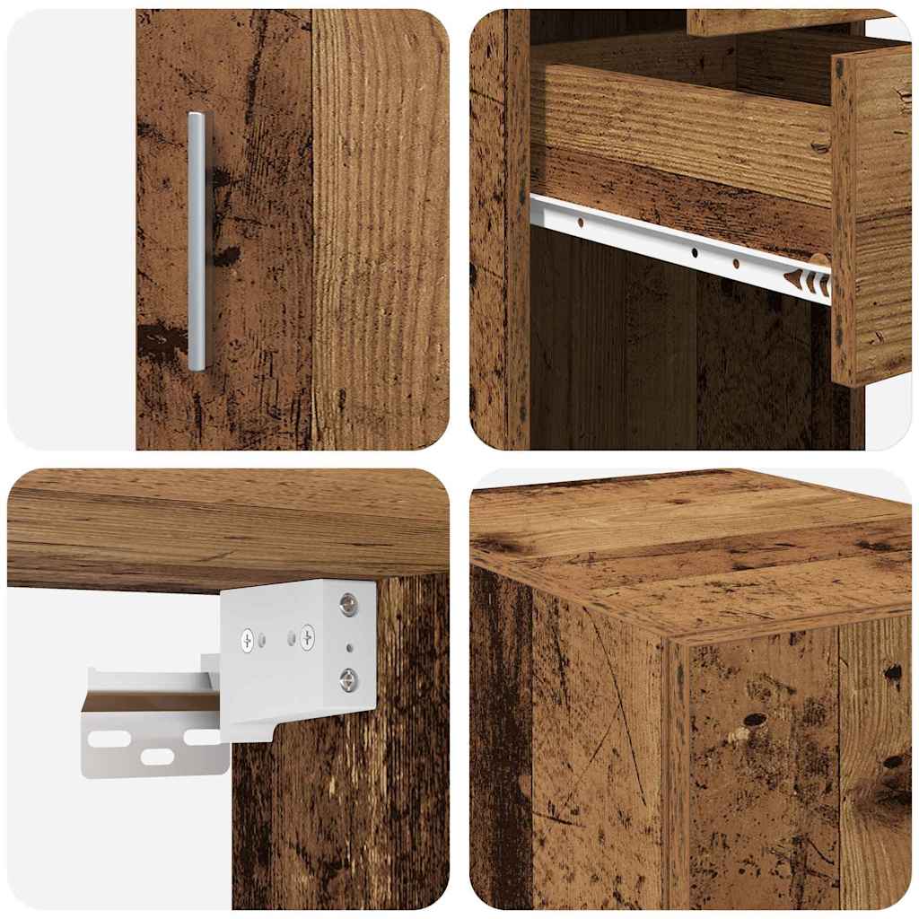 Storage Cabinet with Drawer 2 pcs Old Wood 30 x 42.5 x 225 cm