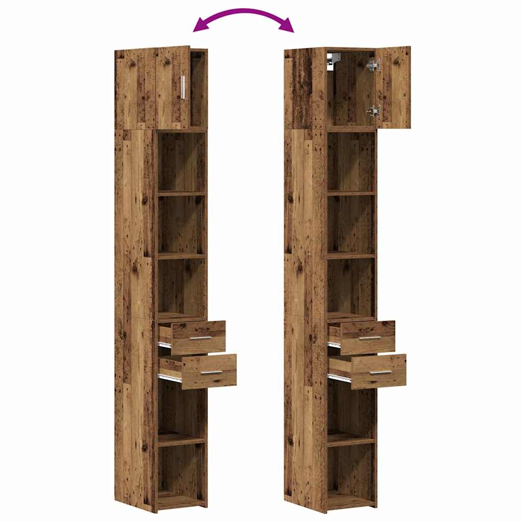 Storage Cabinet with Drawer 2 pcs Old Wood 30 x 42.5 x 225 cm