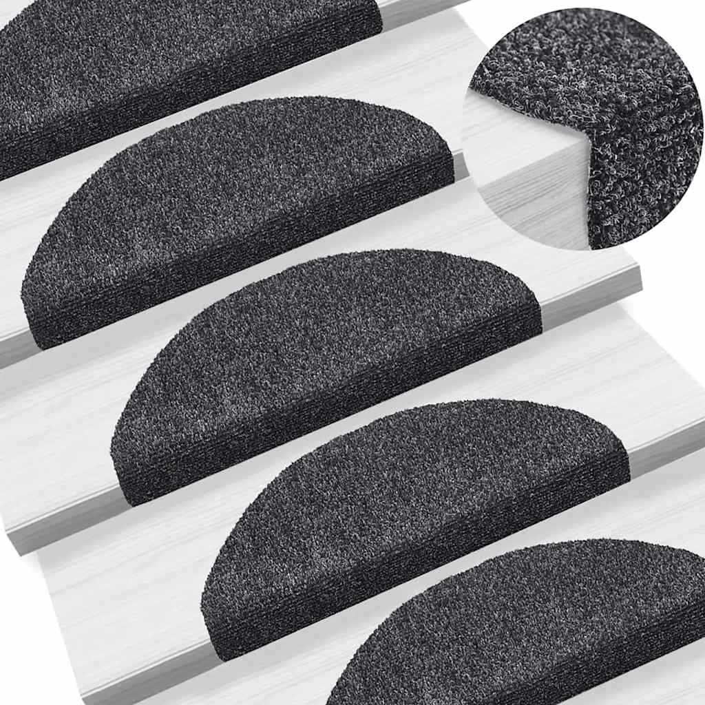 vidaXL Stair Mats Self-adhesive 20 pcs Dark Grey 65x21x4 cm