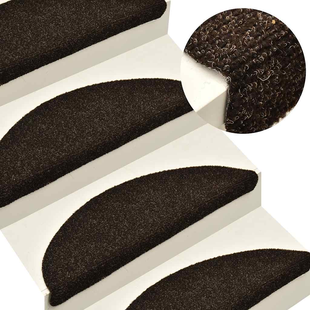 vidaXL Stair Mats Self-adhesive 20 pcs Dark Brown 65x21x4 cm