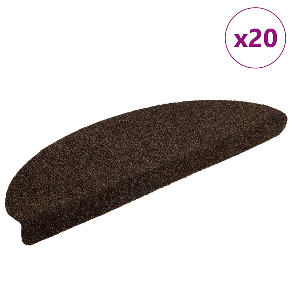 vidaXL Stair Mats Self-adhesive 20 pcs Brown 65x21x4 cm