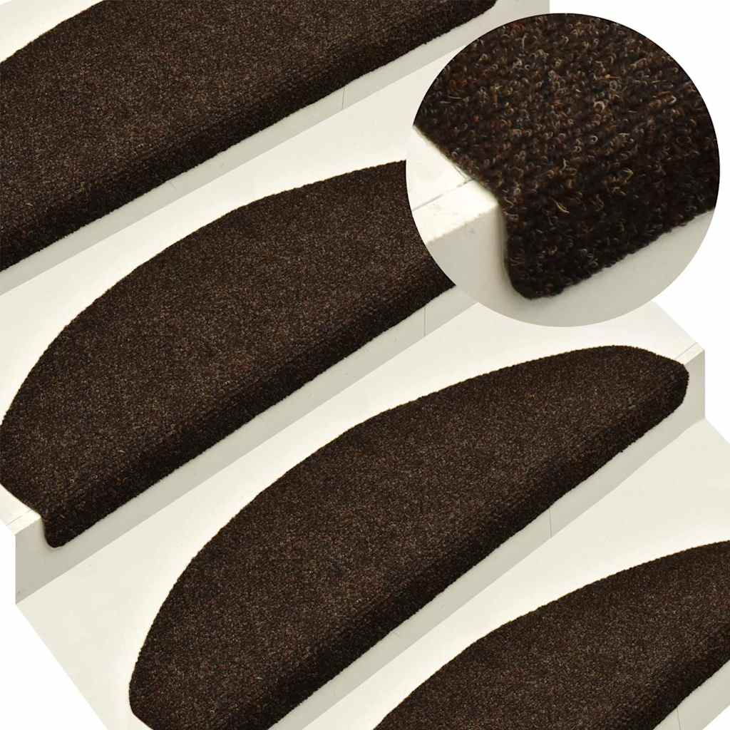 vidaXL Stair Mats Self-adhesive 20 pcs Brown 65x21x4 cm