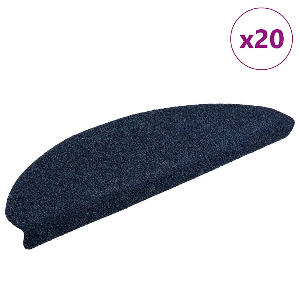 vidaXL Stair Mats Self-adhesive 20 pcs Navy 65x21x4 cm