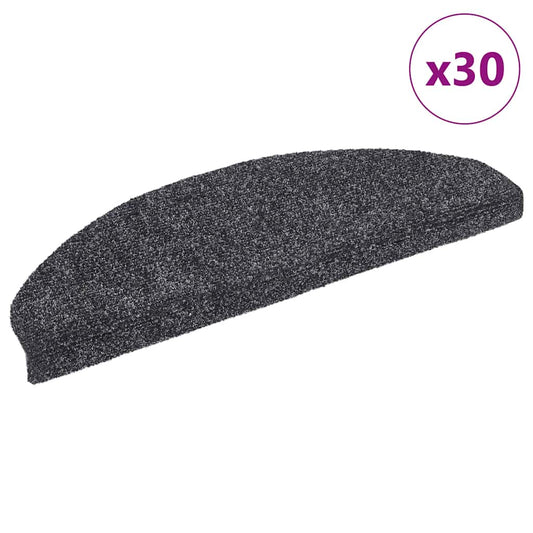 vidaXL Stair Mats Self-adhesive 30 pcs Dark Grey 65x21x4 cm