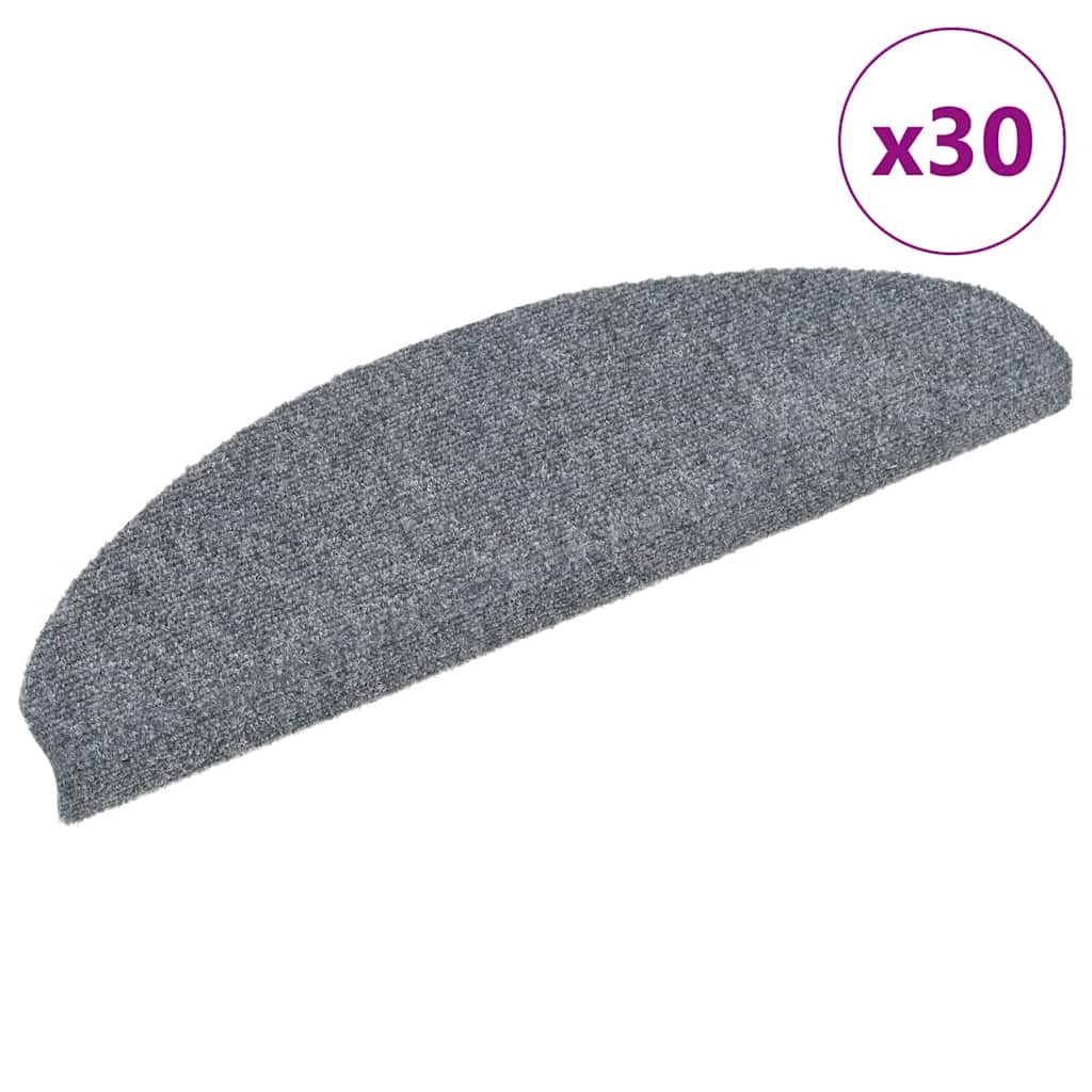 vidaXL Stair Mats Self-adhesive 30 pcs Light Grey 65x21x4 cm