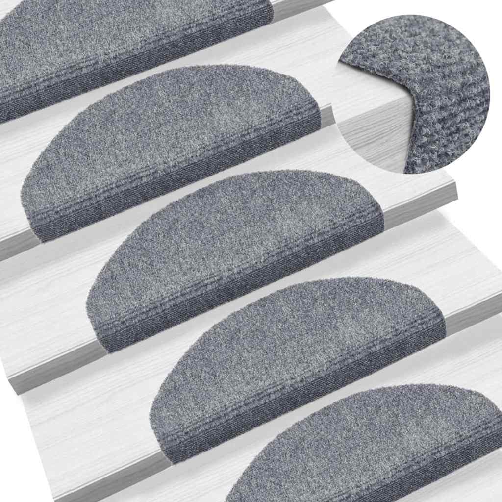 vidaXL Stair Mats Self-adhesive 30 pcs Light Grey 65x21x4 cm