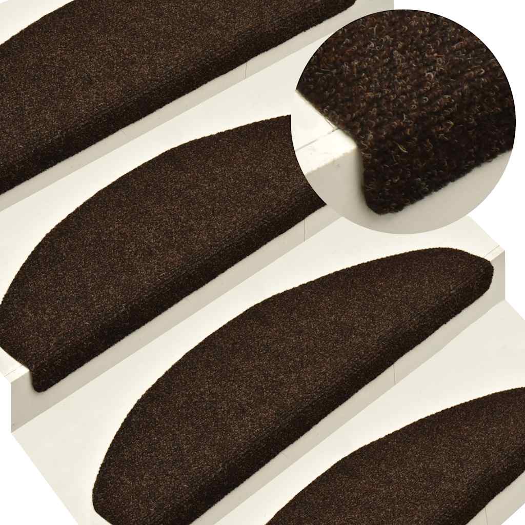 vidaXL Stair Mats Self-adhesive 30 pcs Brown 65x21x4 cm