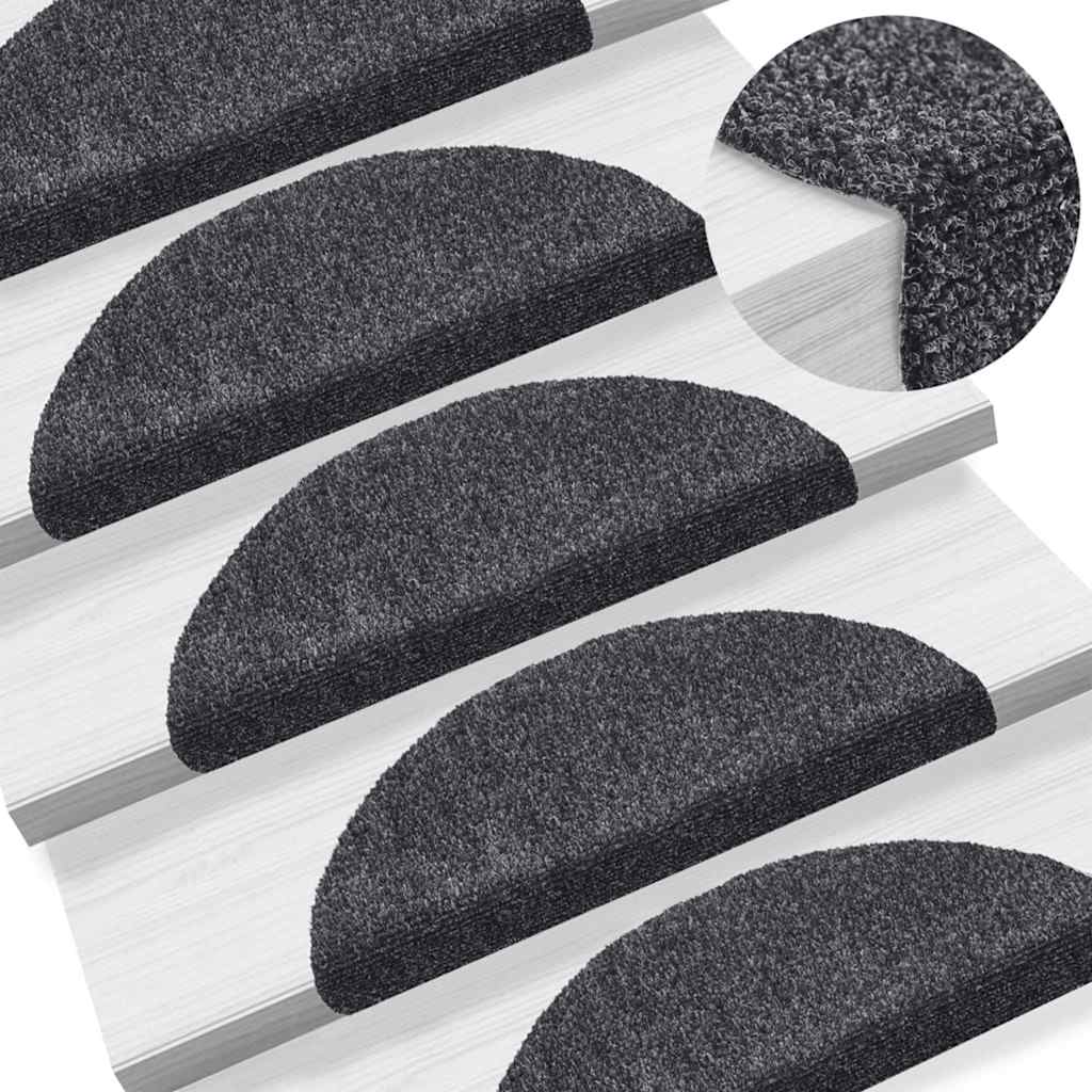 vidaXL Stair Mats Self-adhesive 20 pcs Dark Grey 56x17x3 cm