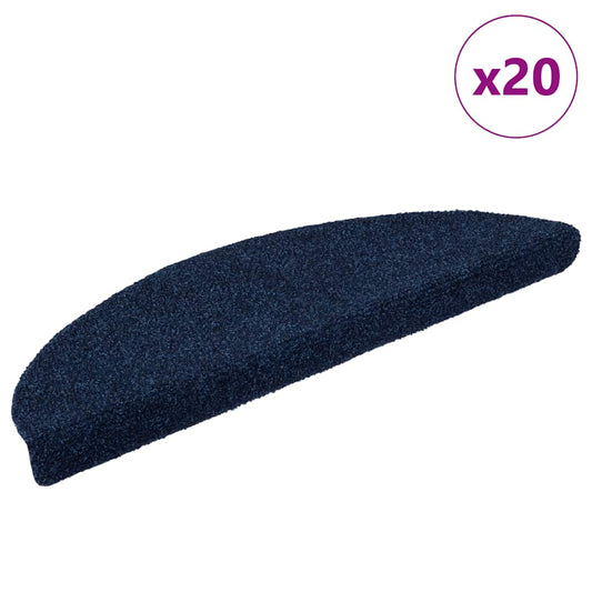 vidaXL Stair Mats Self-adhesive 20 pcs Navy 56x17x3 cm