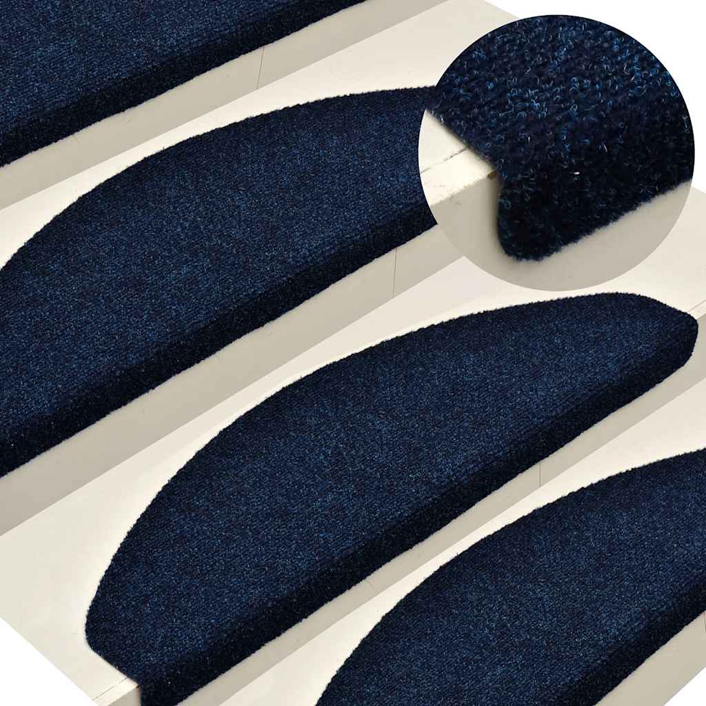 vidaXL Stair Mats Self-adhesive 20 pcs Navy 56x17x3 cm