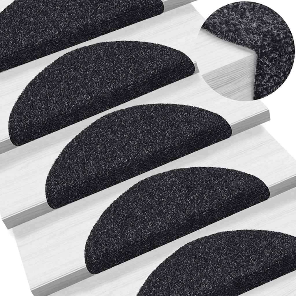 vidaXL Stair Mats Self-adhesive 30 pcs Black 56x17x3 cm