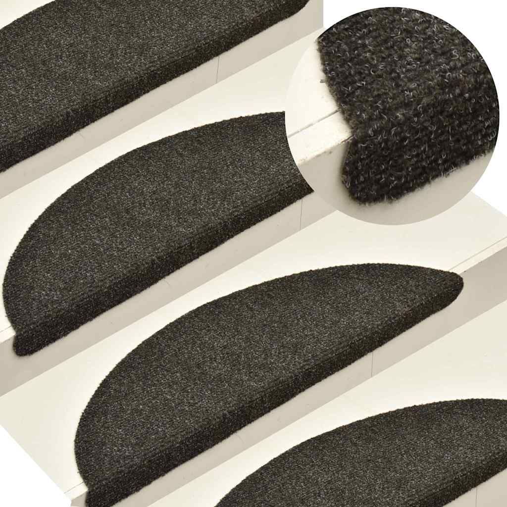 vidaXL Stair Mats Self-adhesive 30 pcs Anthracite 56x17x3 cm