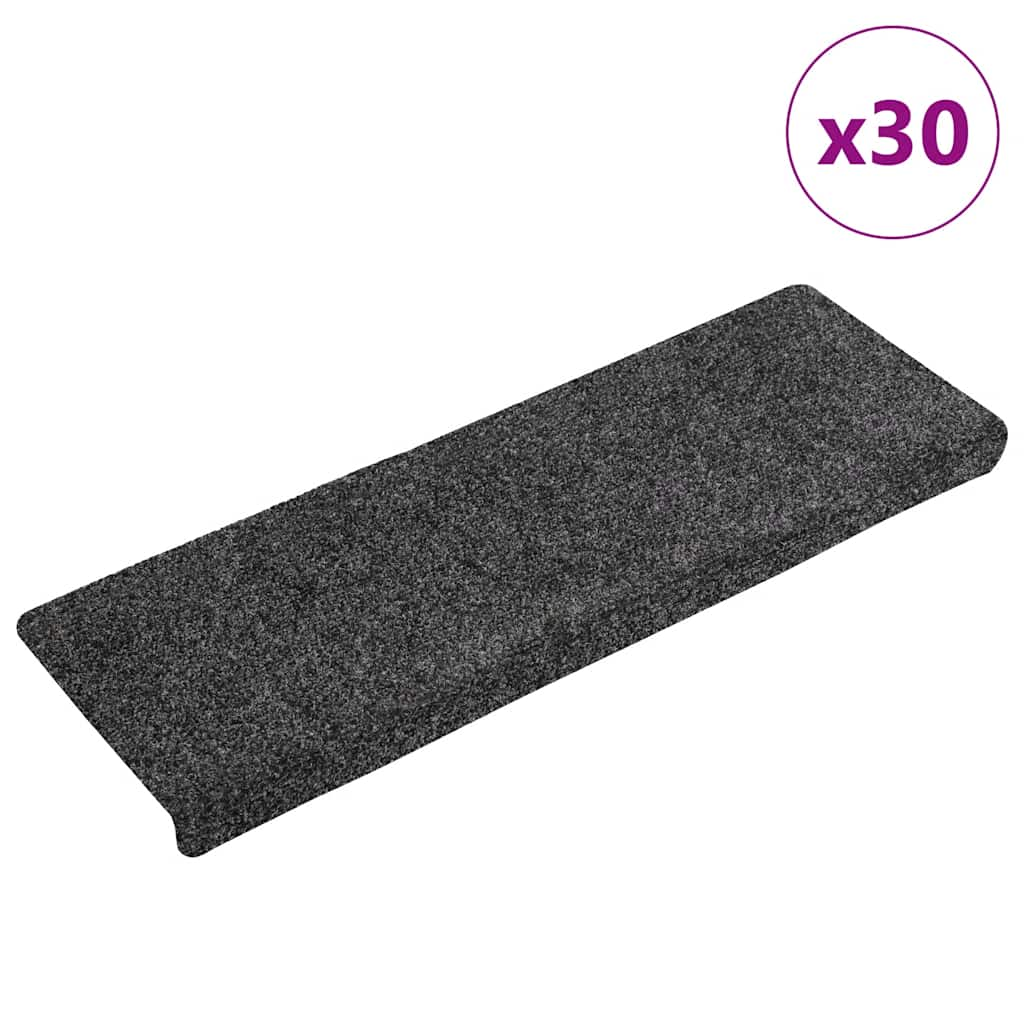 vidaXL Stair Mats Self-adhesive 30 pcs Grey 65x21x4 cm