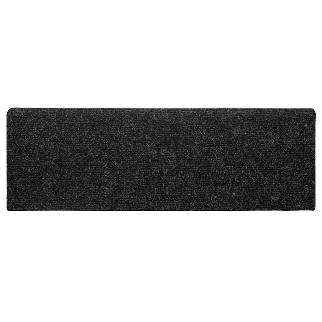 vidaXL Stair Mats Self-adhesive 30 pcs Black 65x21x4 cm