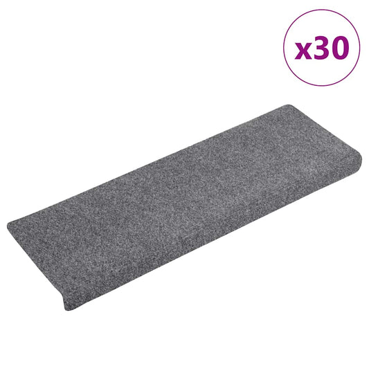 vidaXL Stair Mats Self-adhesive 30 pcs Light Grey 65x21x4 cm