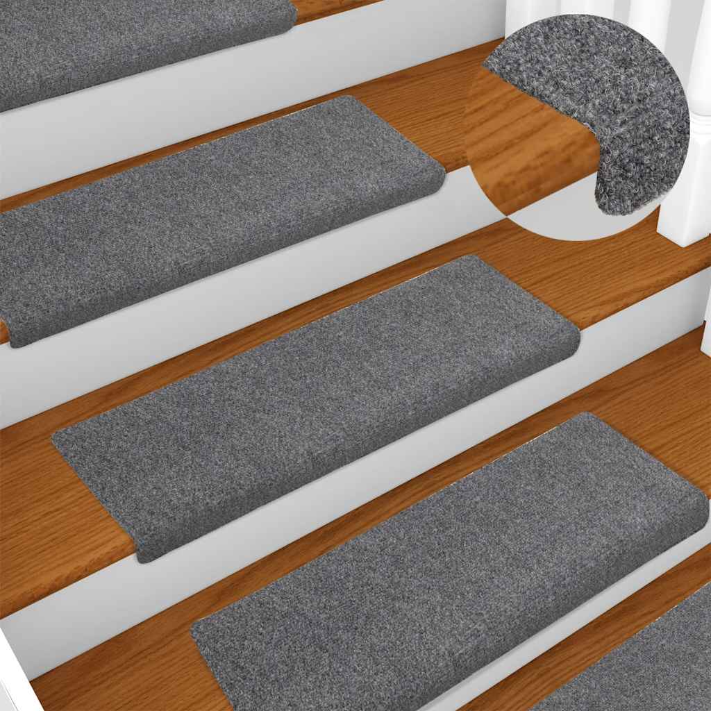 vidaXL Stair Mats Self-adhesive 30 pcs Light Grey 65x21x4 cm