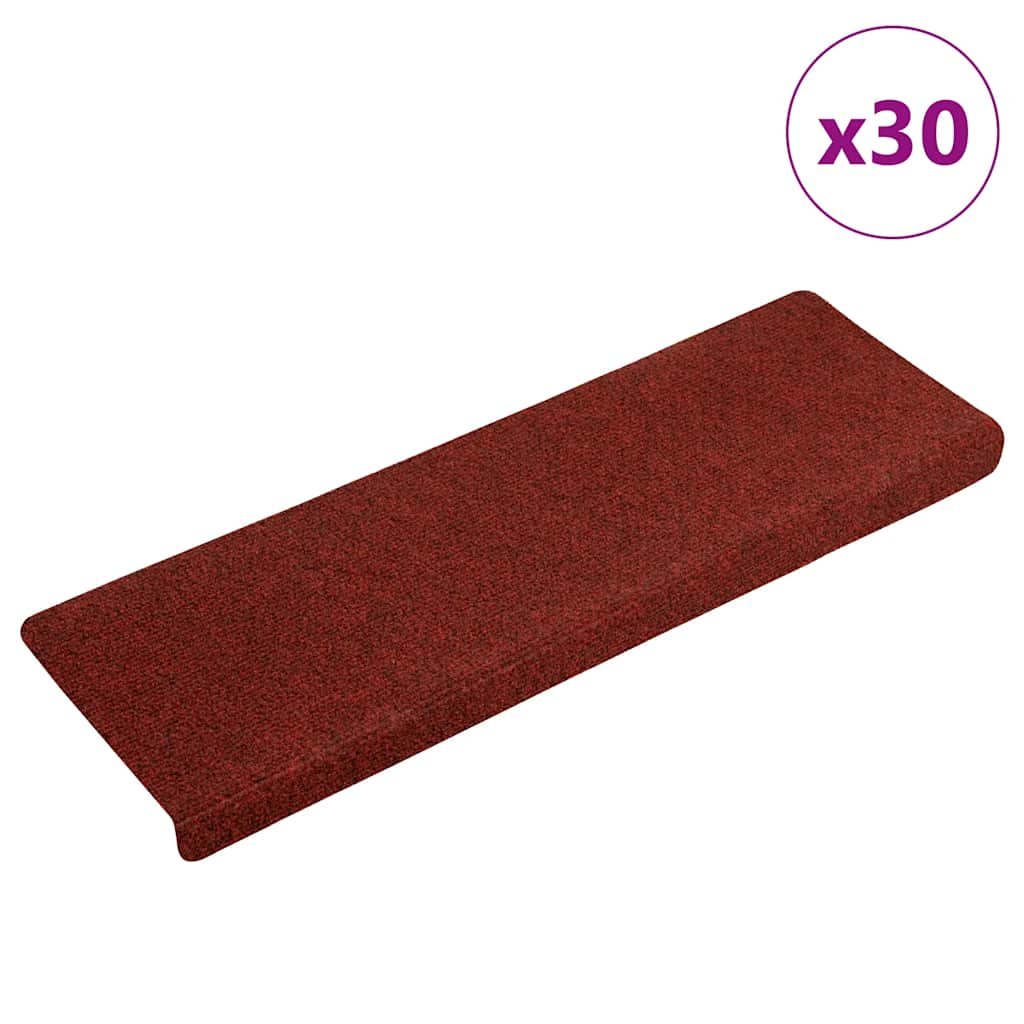 vidaXL Stair Mats Self-adhesive 30 pcs Red 65x21x4 cm