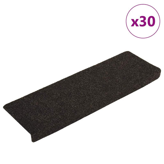 vidaXL Stair Mats Self-adhesive 30 pcs Dark Brown 65x21x4 cm