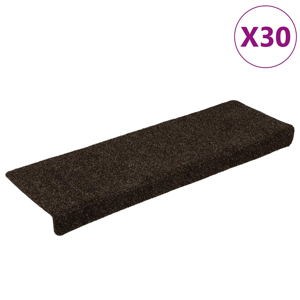 Stair Mats Self-adhesive 30 pcs 65x21x4 cm Dark Brown