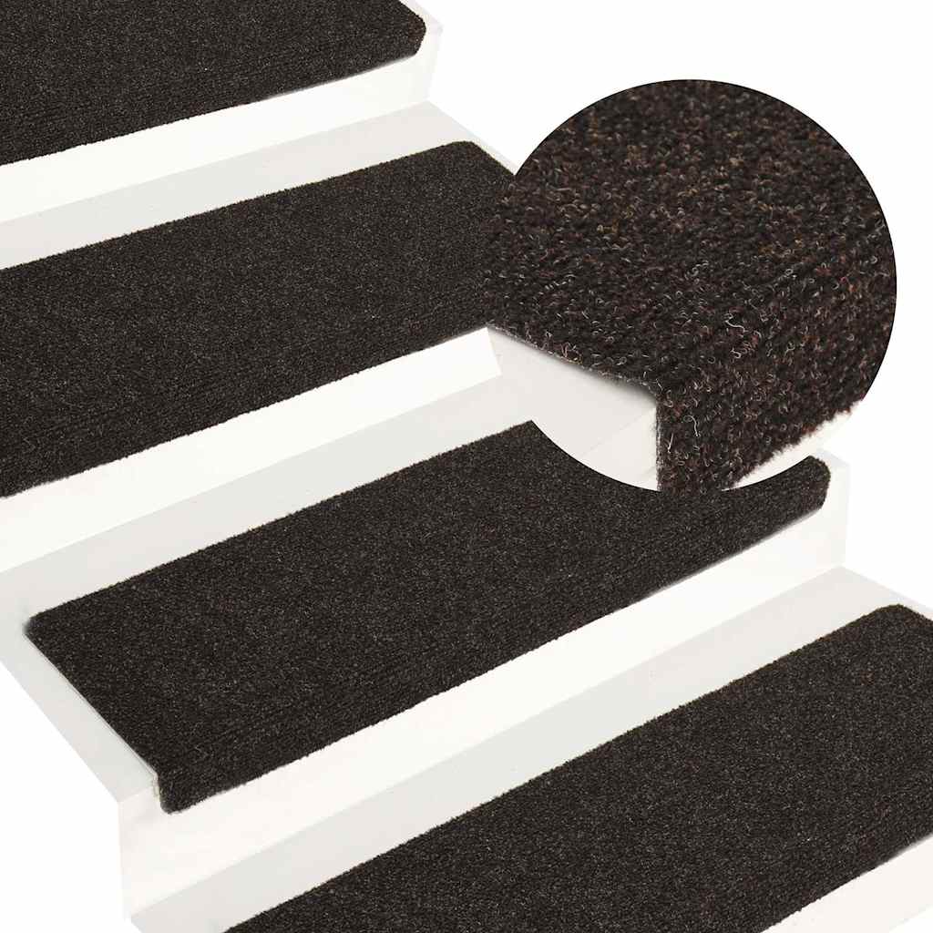 vidaXL Stair Mats Self-adhesive 30 pcs Dark Brown 65x21x4 cm