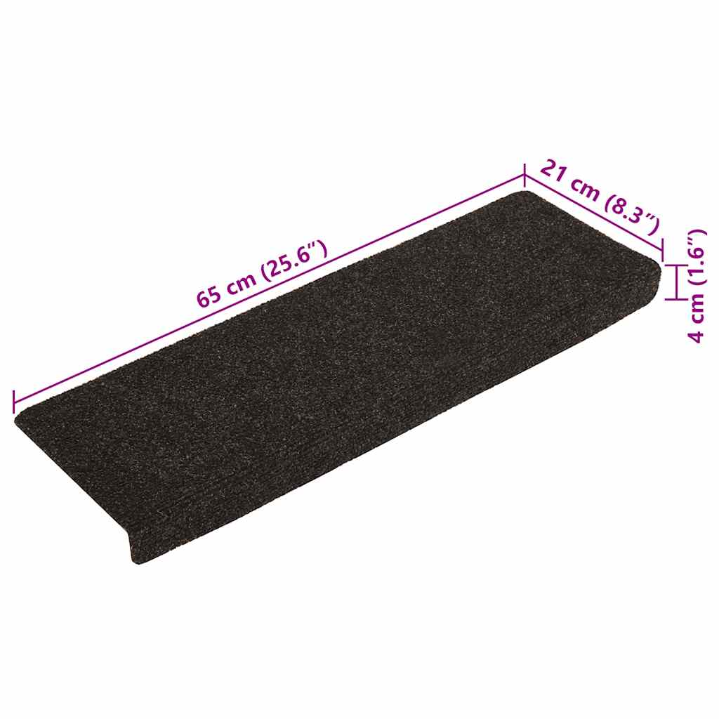 vidaXL Stair Mats Self-adhesive 30 pcs Dark Brown 65x21x4 cm