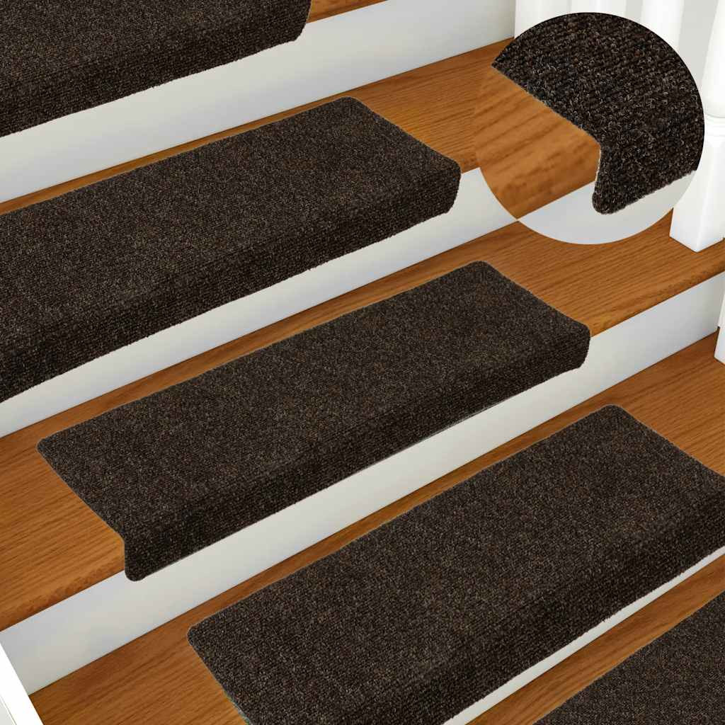 Stair Mats Self-adhesive 30 pcs 65x21x4 cm Dark Brown