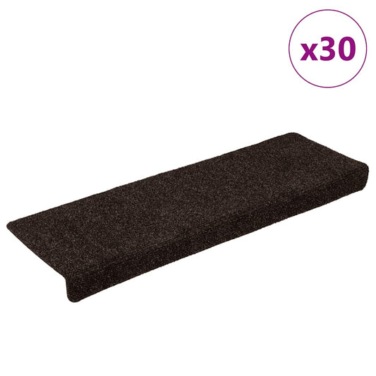 vidaXL Stair Mats Self-adhesive 30 pcs Brown 65x21x4 cm