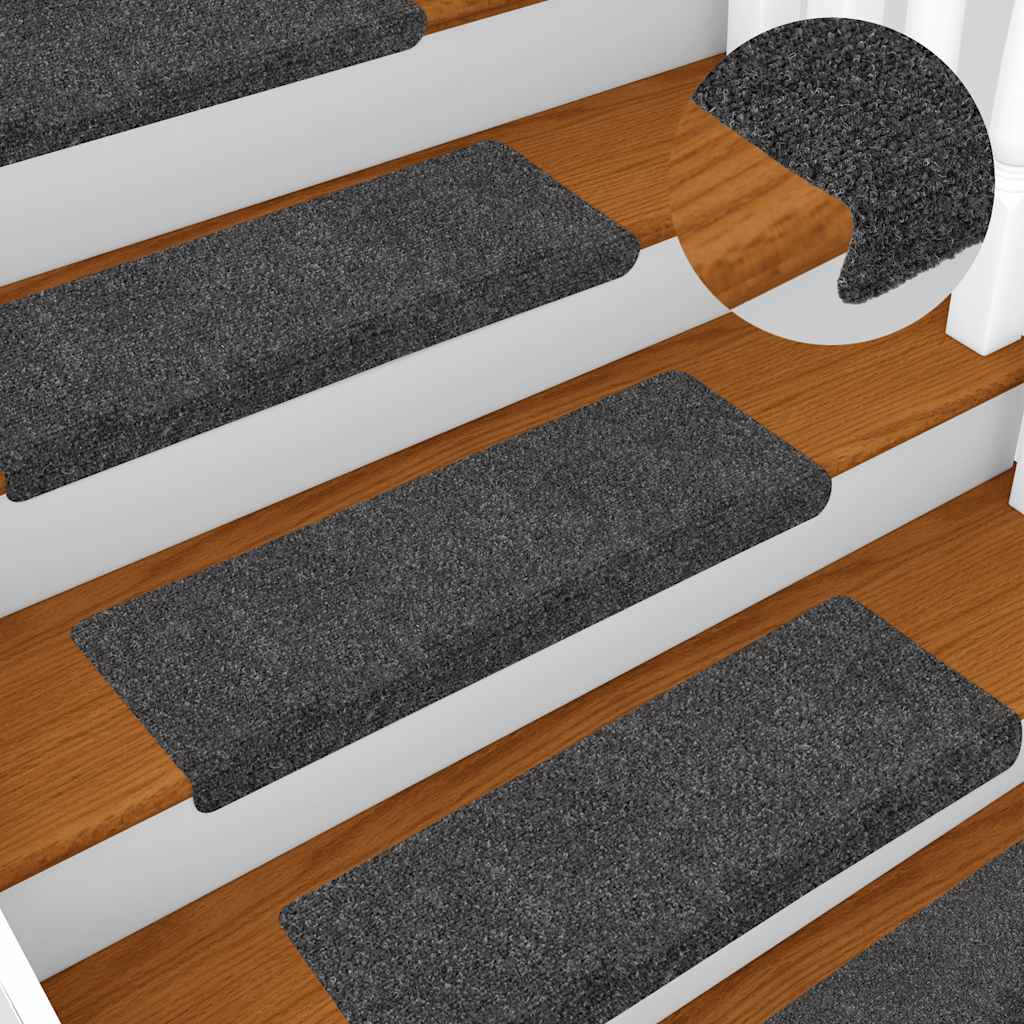 vidaXL Stair Mats Self-adhesive 30 pcs Anthracite 65x21x4 cm