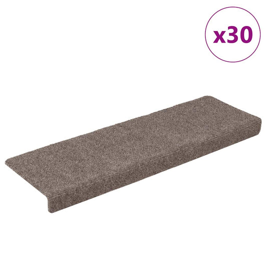 vidaXL Stair Mats Self-adhesive 30 pcs Cream 65x21x4 cm