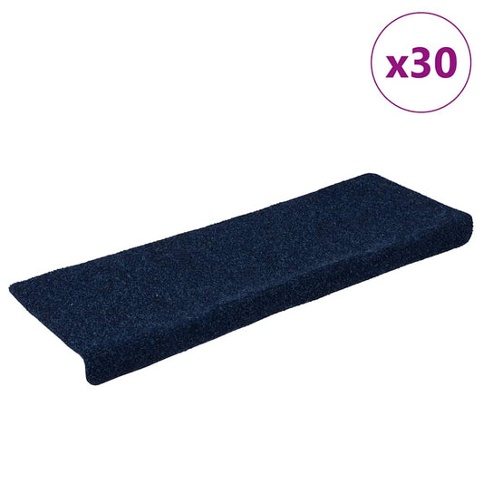 vidaXL Stair Mats Self-adhesive 30 pcs Navy 65x21x4 cm