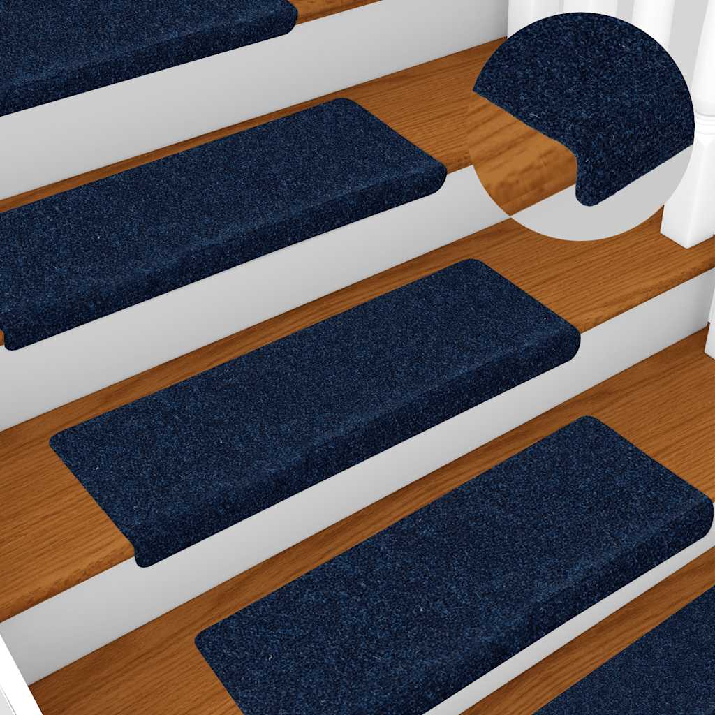 vidaXL Stair Mats Self-adhesive 30 pcs Navy 65x21x4 cm