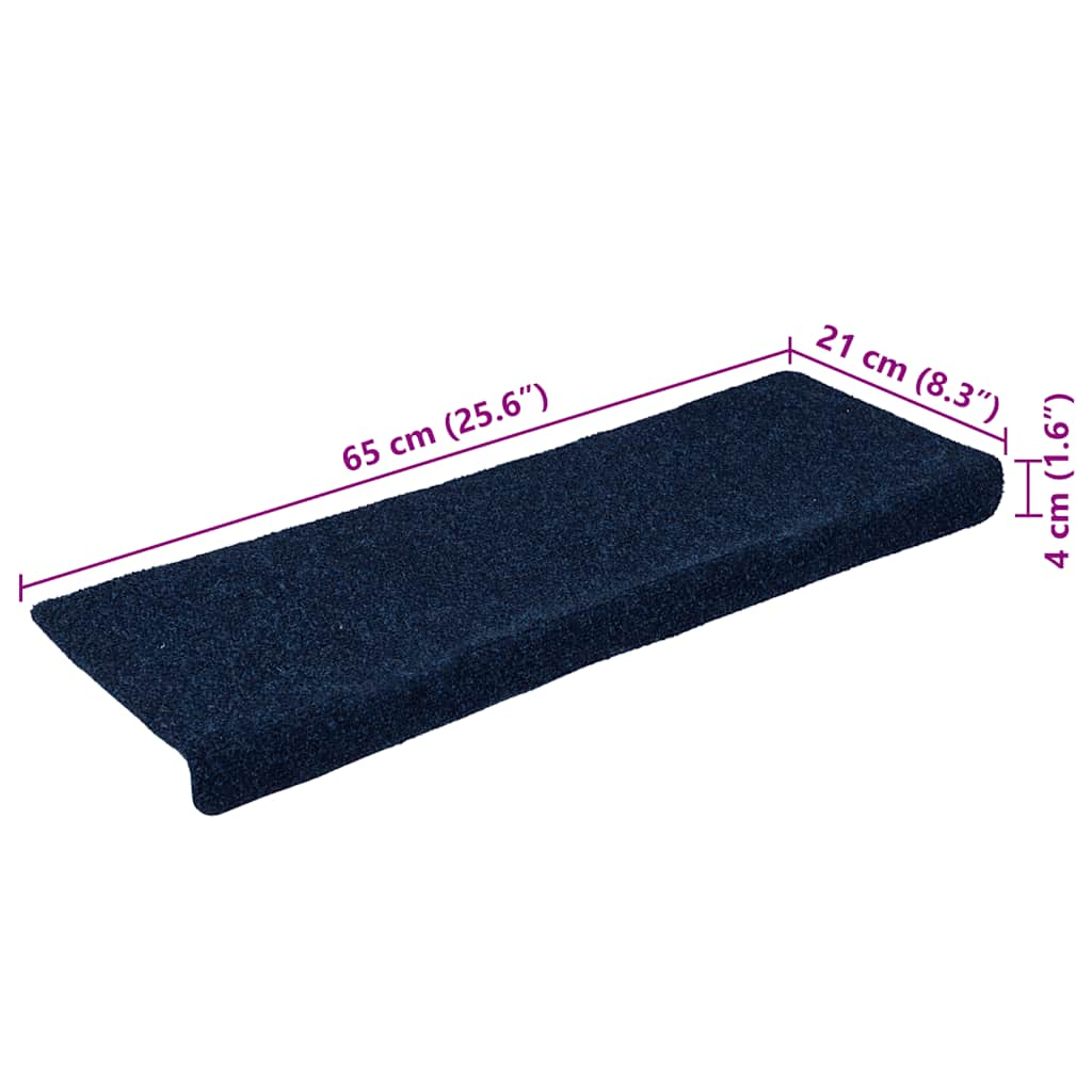 vidaXL Stair Mats Self-adhesive 30 pcs Navy 65x21x4 cm