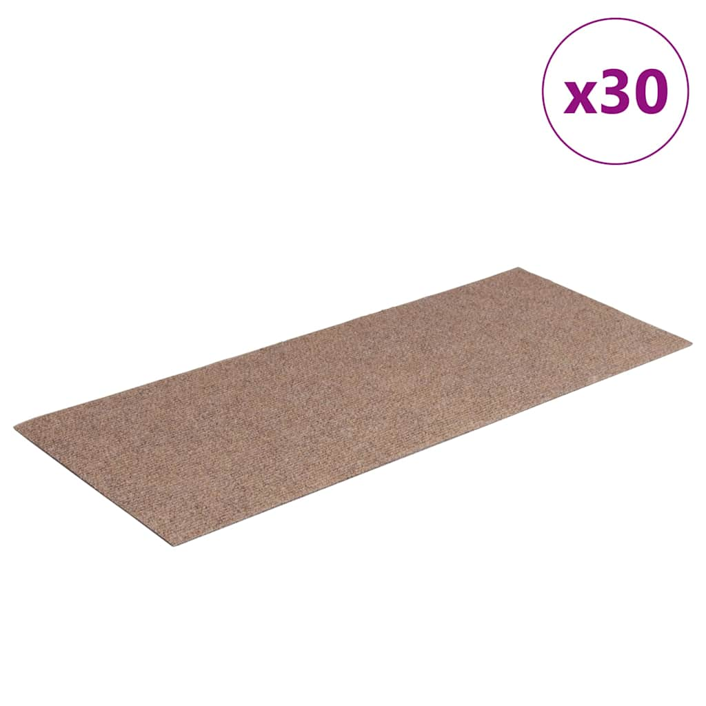 vidaXL Stair Mats Self-adhesive 30 pcs Light Brown 60x25 cm Rectangular