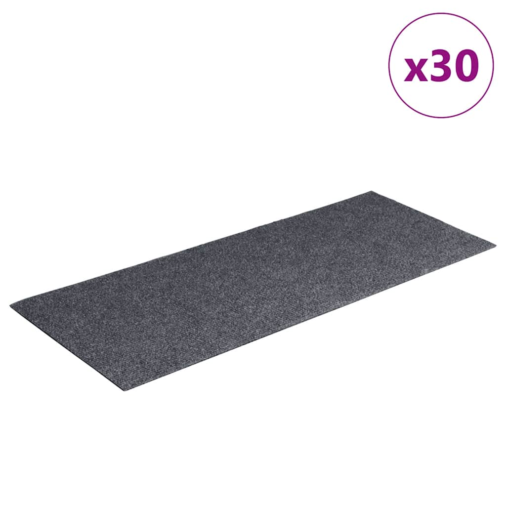 vidaXL Stair Mats Self-adhesive 30 pcs Light Grey 60x25 cm Rectangular