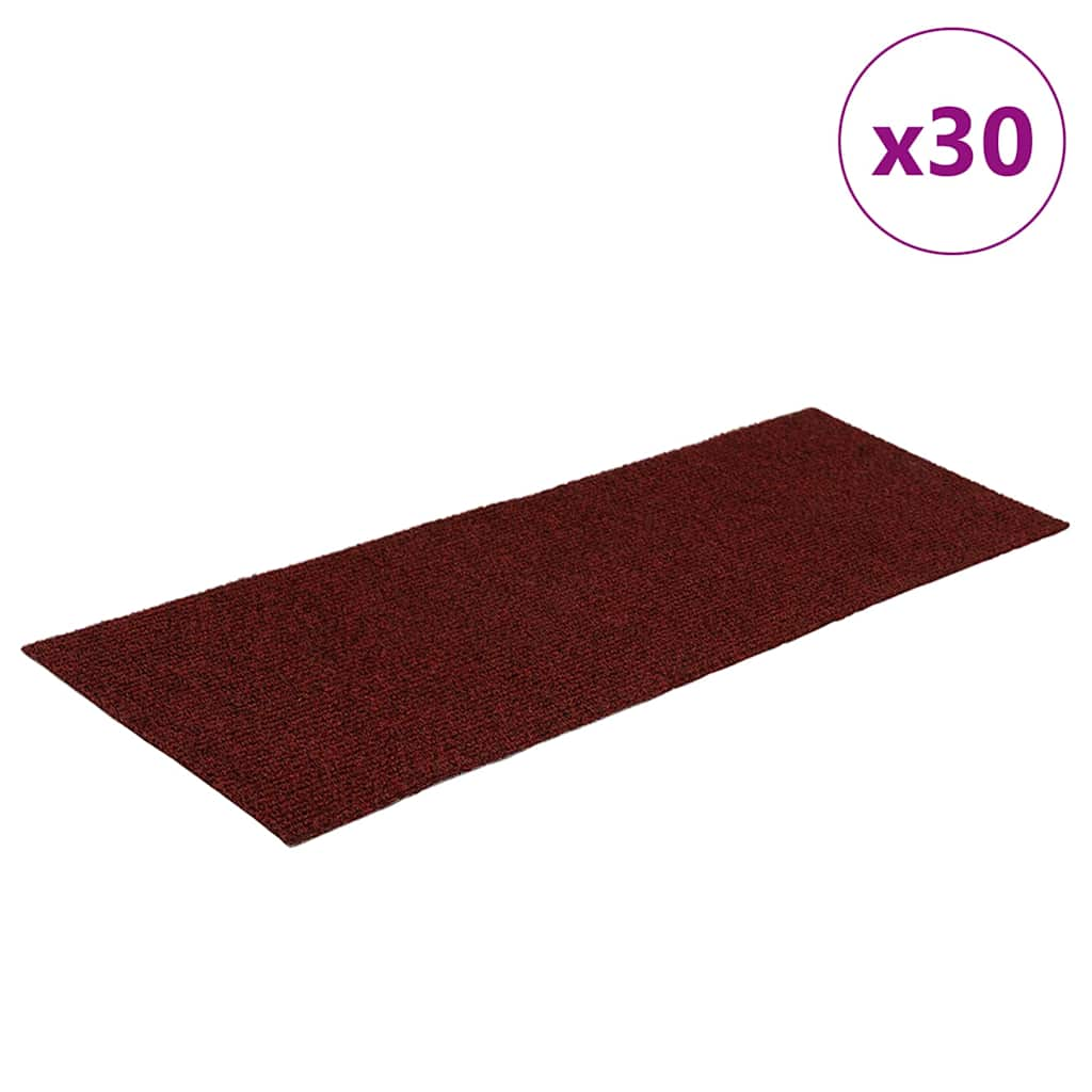 vidaXL Stair Mats Self-adhesive 30 pcs Red 60x25 cm Rectangular