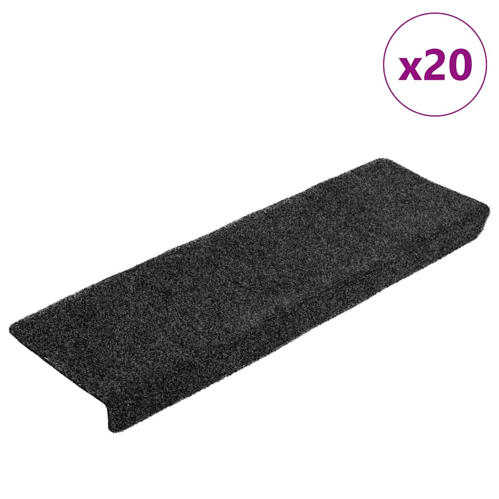 vidaXL Stair Mats Self-adhesive 20 pcs Grey 65x21x4 cm