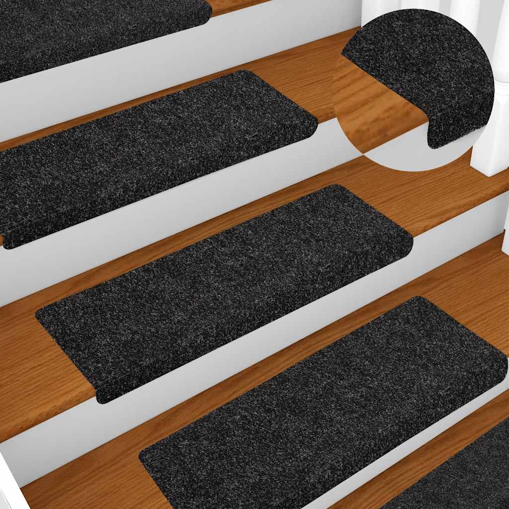 vidaXL Stair Mats Self-adhesive 20 pcs Black 65x21x4 cm