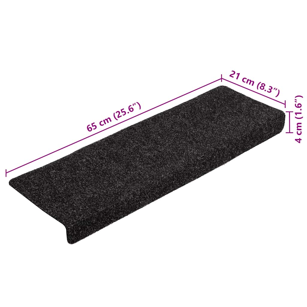 vidaXL Stair Mats Self-adhesive 20 pcs Black 65x21x4 cm