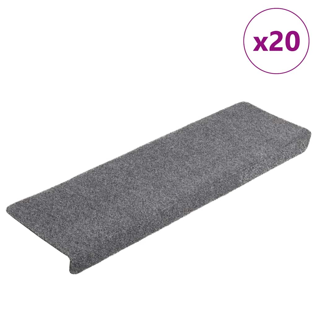 vidaXL Stair Mats Self-adhesive 20 pcs Light Grey 65x21x4 cm