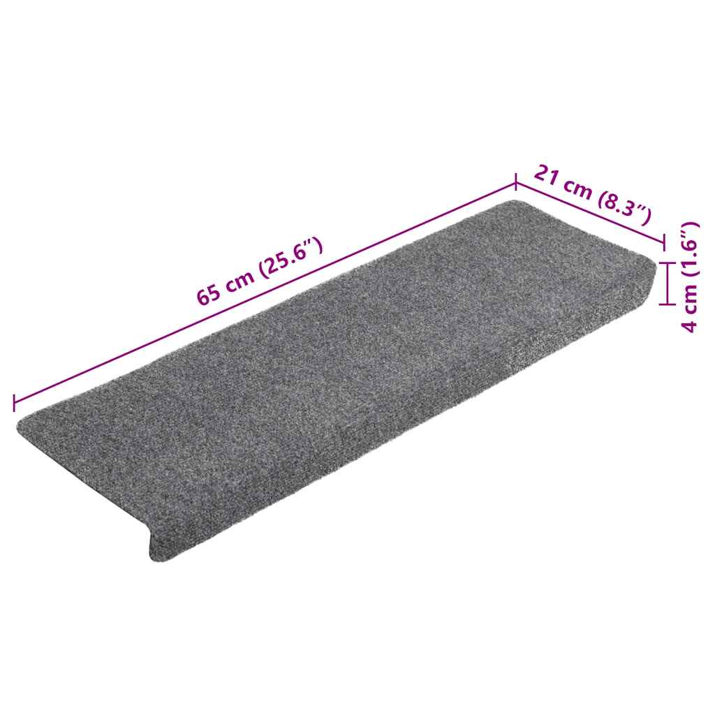 vidaXL Stair Mats Self-adhesive 20 pcs Light Grey 65x21x4 cm