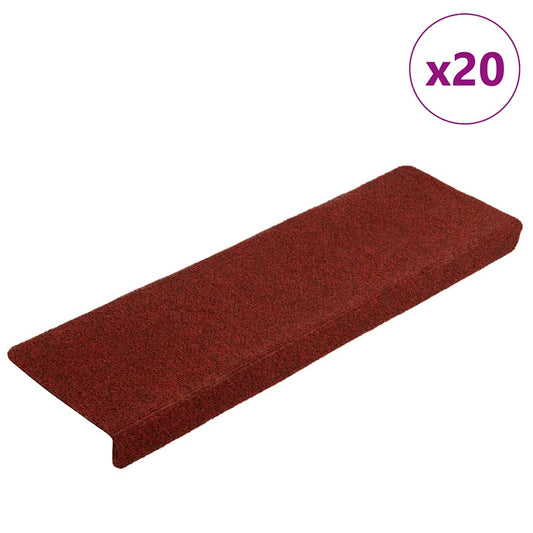 vidaXL Stair Mats Self-adhesive 20 pcs Bordeaux Red 65x21x4 cm