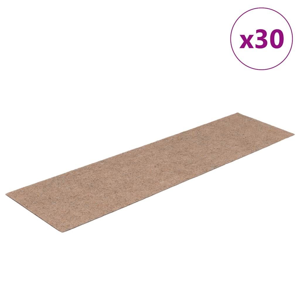 vidaXL Stair Mats Self-adhesive 30 pcs Light Brown 76x20 cm Rectangular