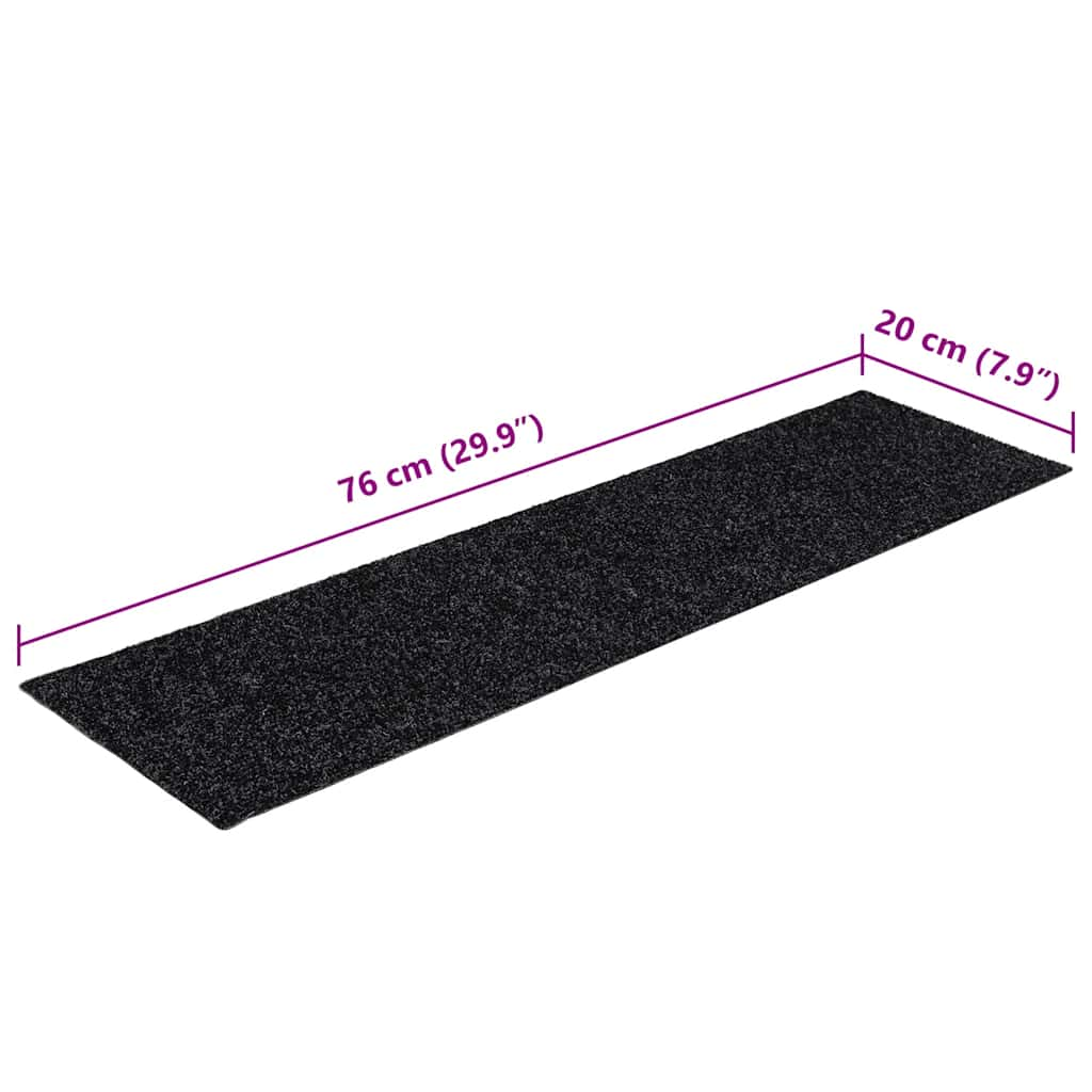 vidaXL Stair Mats Self-adhesive 30 pcs Black 76x20 cm Rectangular